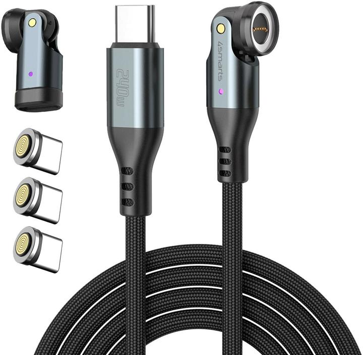 Immagine prodotto 4smarts USB-C 540° Magnetkabel-Set GravityCord (1.80 m, USB 2.0, 240 W)