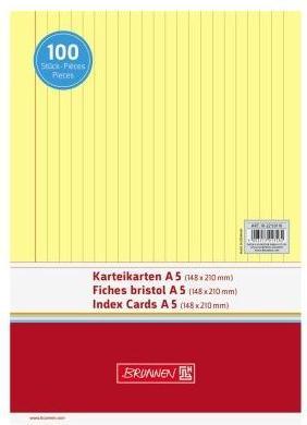 Karteikarte DIN A5 quer liniert gelb 100 St./Pack. (A5, 180 g/m²)
