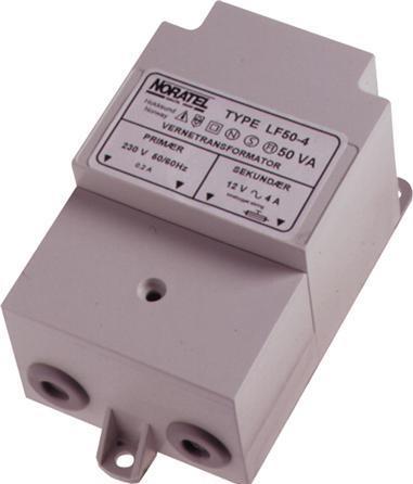 Actual product image Noratel Sikkerhedstransformer, primaer 230 - 250V, sekundaer 24V, 60VA, 47-63Hz, LxWxH 73 x 124 x 61 m