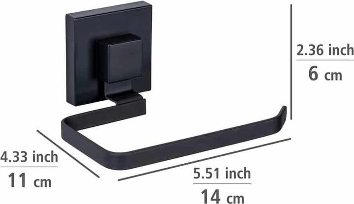 Actual product image Wenko Vacuum-Loc® Toilettenpapierhalter Mod. Quadro Schwarz Befestigen ohne Bohren