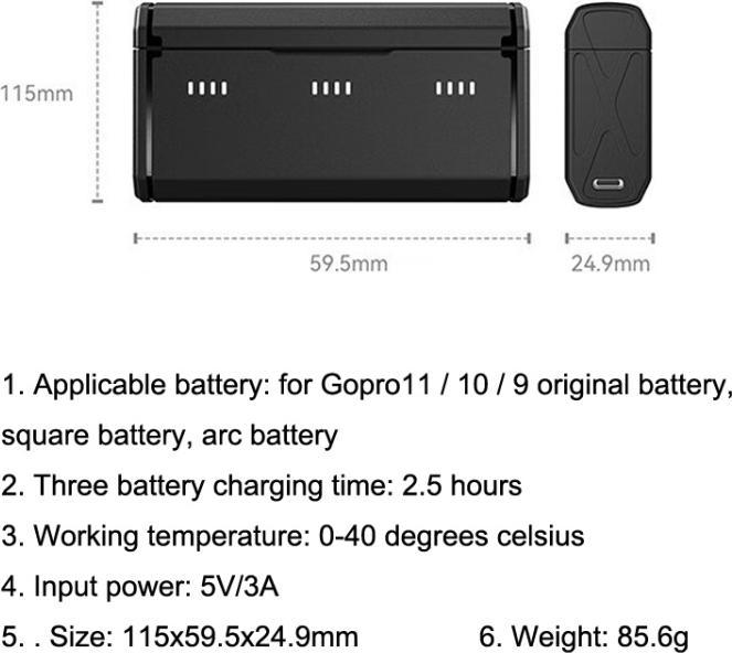 Immagine prodotto Telesin Akku Ladestation (GoPro Hero 11, GoPro Hero 9, GoPro Hero 12, GoPro Hero 10)