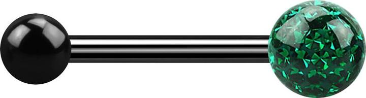 Star Piercing Barbell schwarz mit Kugel und Kristallkugel grün Epoxy Schutzschicht (ohne Messing, Titan G23)