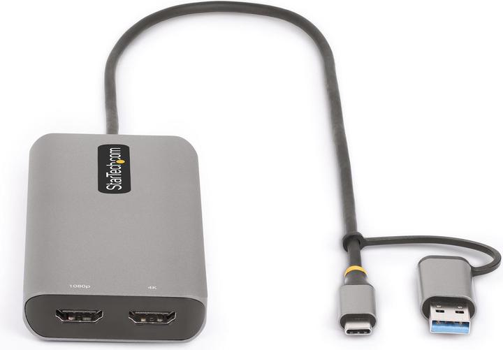 Produktbild StarTech COM USB-C & USB-A Multiport Adapter Dual HDMI 4K/1080p 3-Port USB Hub USB-C to A Dongle Min (USB-C, 4 Ports)