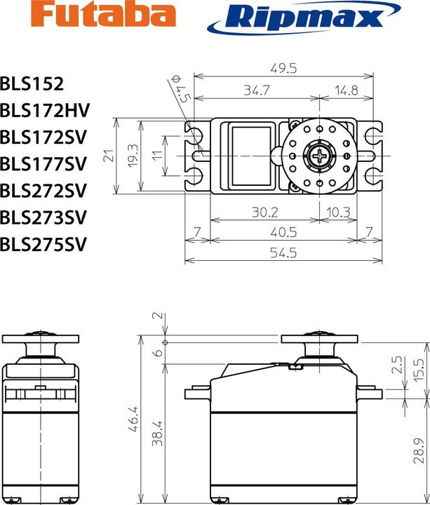 Actual product image Futaba BLS 275SV Brushless Digital, HV