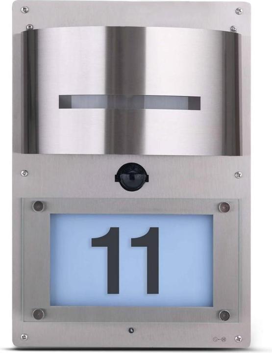 Produktbild Grafner Edelstahl Wandlampe mit Bewegungsmelder und Hausnummernbeleuchtung 88HN Leuchte (E27)