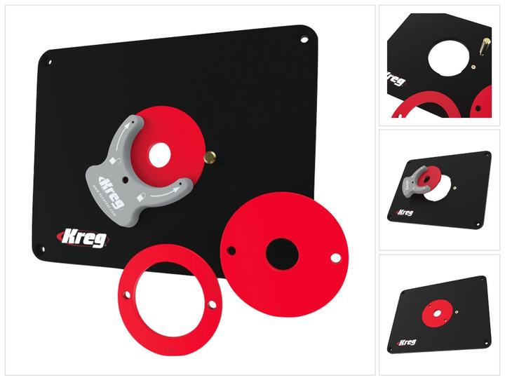 Image du produit Kreg PRS4038 Plaque d'insertion FrÃ¤stisch 298 x 235 x 9 mm + 3x bague de réduction 25 mm / 30 mm / 67 mm