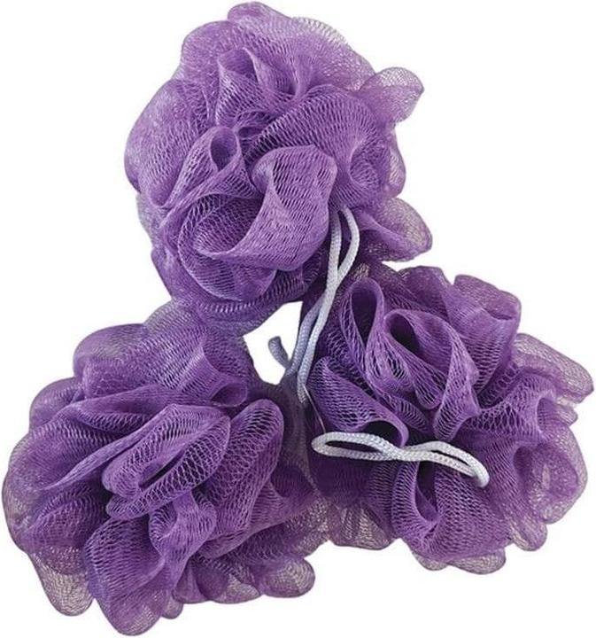 MSV Spugna da doccia 3 pezzi, 10 x 10 cm, viola