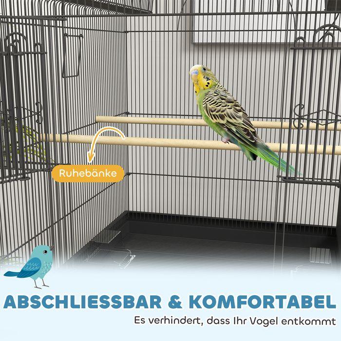 Produktbild Swisshandel24 Vogelkäfig gross Wellensittichkäfig mit Tablett Ablagefläche Futterstation Rollen