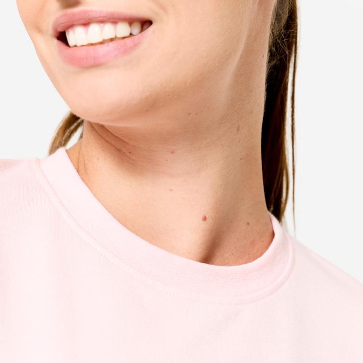 Image du produit Domyos Sweat de training col rond femme, rose clair (S)