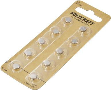 Immagine prodotto Voltcraft Knopfzelle LR 621 10 St. 6 mAh Alkali-Mangan AG1 (10 pz., LR621., 6 mAh)