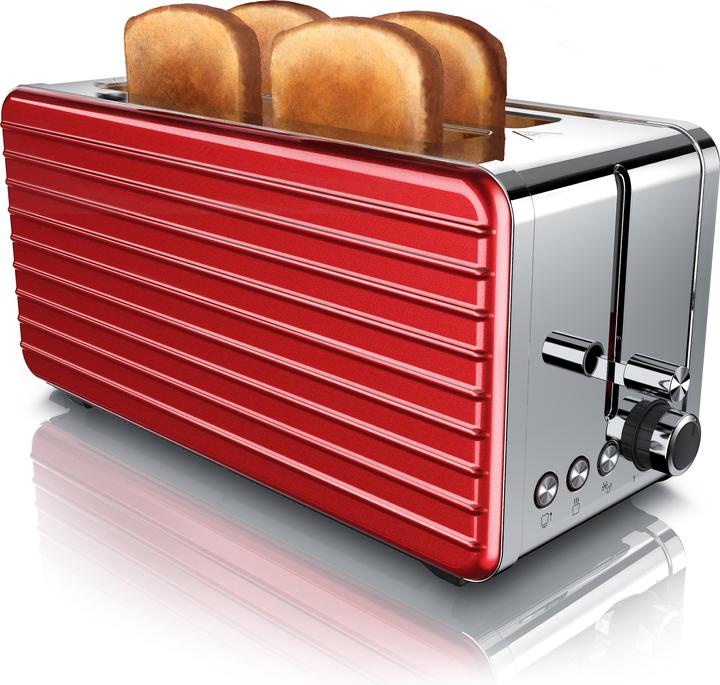 Image du produit Arendo Grille-pain à fente longue pour 4 tranches, 1500 W, acier inoxydable, chauffe brioche, DESAYUNO (Prise UE)