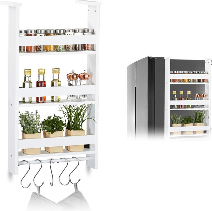 Actual product image Relaxdays Spice Rack for Fridge, Storage Shelf for Kitchen (42 x 20 x 74 cm)