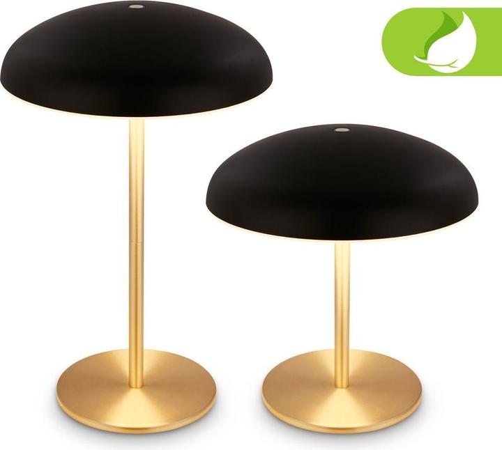 Produktbild Briloner Brilo unplugged CAXA Akku LED Tischleuchte - Schwarz, Messing gebürstet (300 lm)