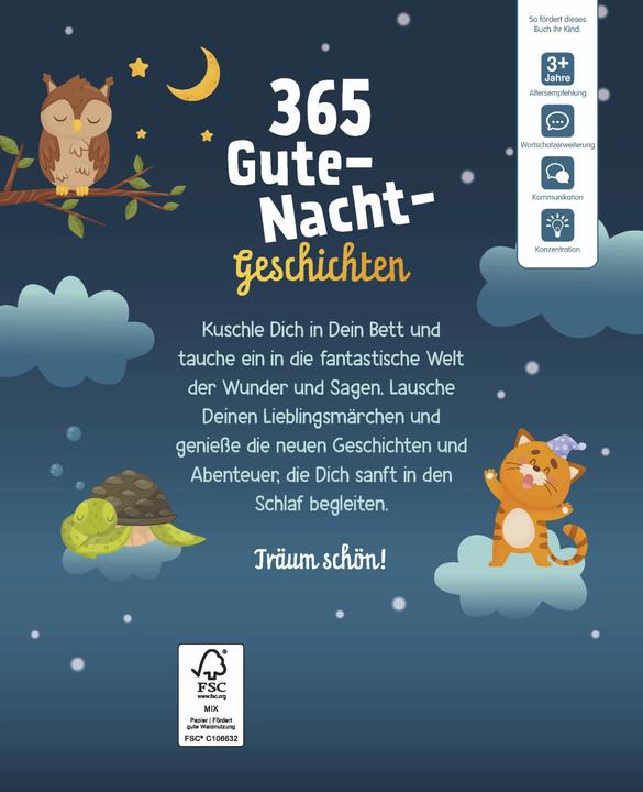Produktbild 365 Gute-Nacht-Geschichten. Vorlesebuch für Kinder ab 3 Jahren (Deutsch, Schwager & Steinlein Verlag, 2023)