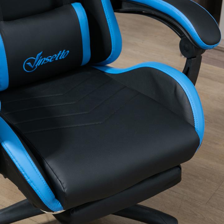 Produktbild Outsunny Gaming Stuhl Bürostuhl mit Lendenkissen, Kopfstütze, mit Fussstütze