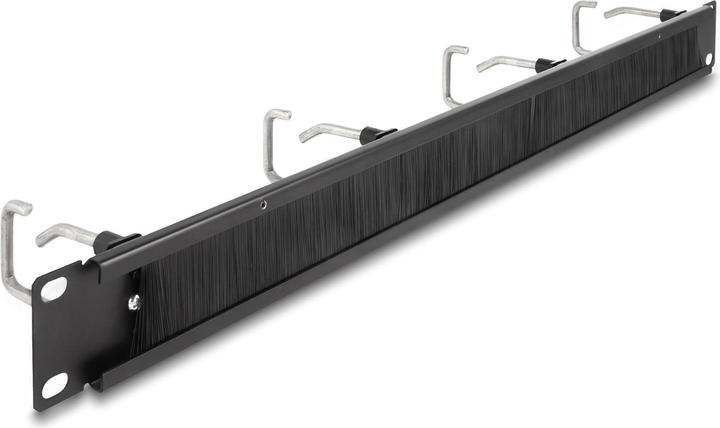 Actual product image Delock 48.30cm (19") cable management brush strip with 4 metal brackets 1 U black
