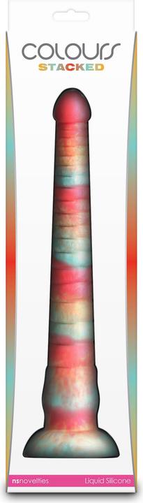 Actual product image NS Novelties colours stacked 12 inch dildo red/gold