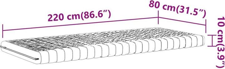 Actual product image VidaXL Schaumstoffmatratze 80 x 220 cm 7-Zonen Härtegrad 20 ILD (80 x 220 cm, Foam core)