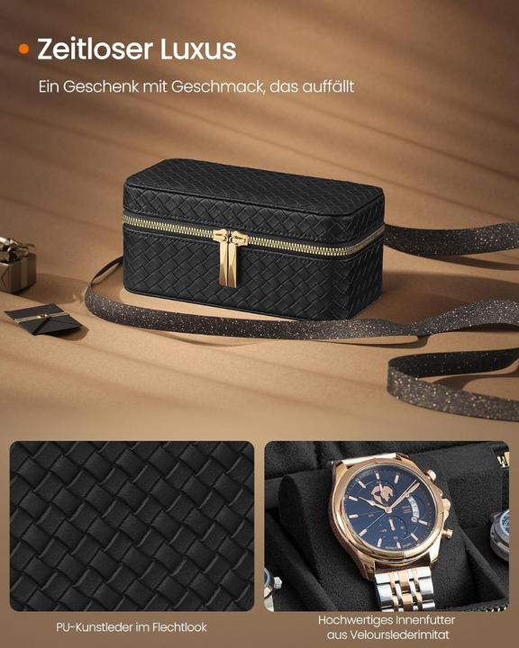 Produktbild Songmics Uhren Aufbewahrung Box für 3 Uhren Schwarz