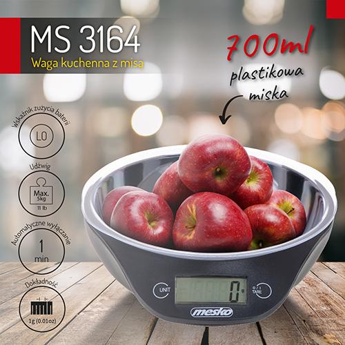 Produktbild Adler MS 3164 Küchenwaage Arbeitsplatte Rund Elektronische Küchenwaage
