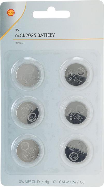 Rainx Lithium-Knopfzellen CR2025, 6er Set (6 Stk., CR2025)