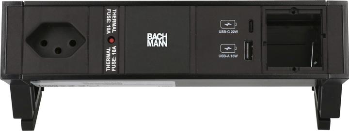 Produktbild Bachmann Tischsteckdosenleiste DESK 2, 1x T13, 1x USB A/C, 1x Custom (1 x, Typ 13, USB-A, USB-C, 0.20 m)