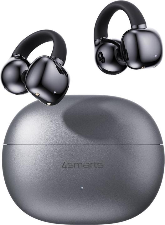 Productafbeelding 4smarts Open-Ear-Kopfhörer SkyBuds Clip Grau, Detailfarbe: Grau (NC, 28 h, Draadloze)