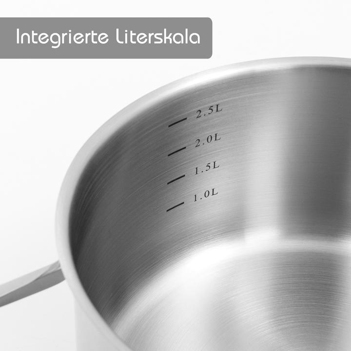 Produktbild Kopf Topfset Jara aus Edelstahl, Induktion, Kochtopfset mit praktischem Abgiessrand, 9-teilig (24 cm, Kochtopf, Edelstahl)