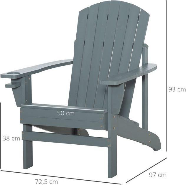 Produktbild Swisshandel24 Gartenstuhl mit Becherhalter Gartenliege Balkonstuhl Massivholz Dunkelgrau 97 x 72,5 x 93 cm