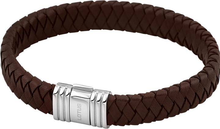 Lotus Armband (19 cm, Leder, Edelstahl)