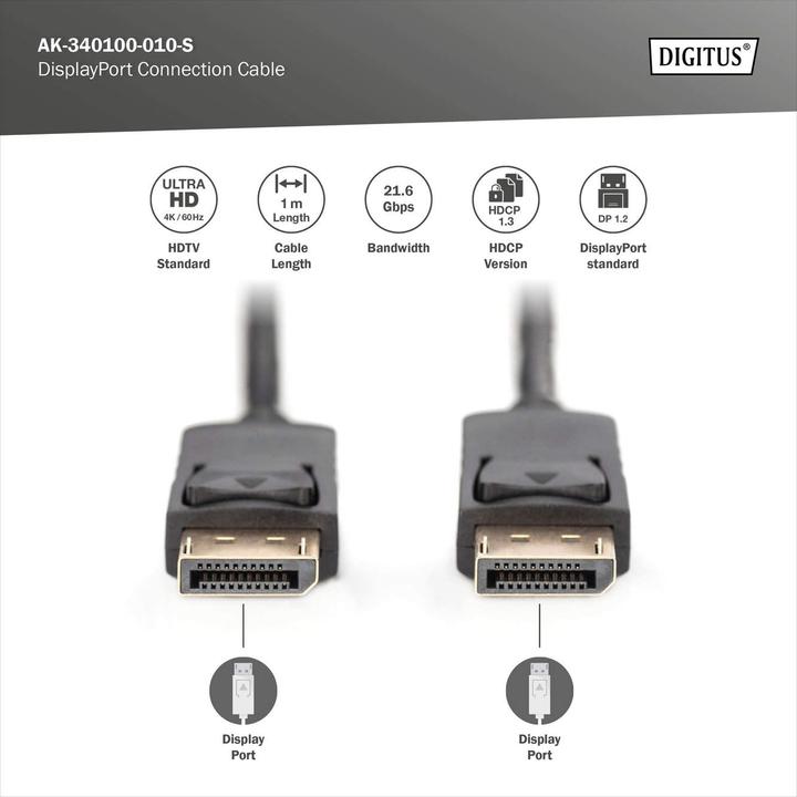 Image du produit Digitus DisplayPort — DisplayPort (1 m, DisplayPort)