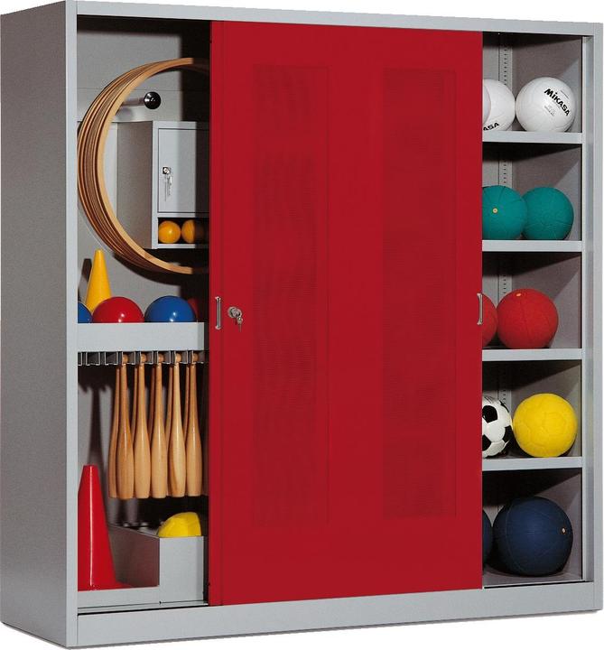 Actual product image C+P Sports equipment locker (HxWxD: 195x190x60 cm, with perforated sliding doors, type 5)