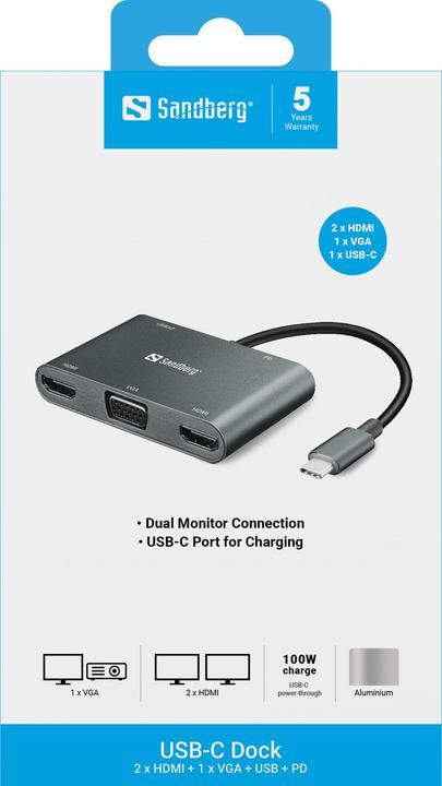 Produktbild Sandberg USB-C-Dock (USB-C, 1 Ports)