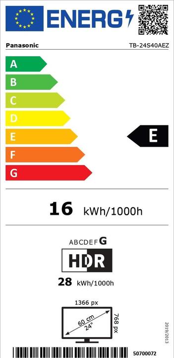 Etichetta energetica Panasonic TB-24S40AEZ (24", LCD, WXGA, 2024)