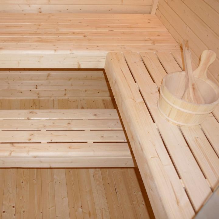 Produktbild Home Deluxe Saunahaus Outdoor mit Vorraum MACAH XL- 400 x 217 cm für 5 Personen - Sauna mit 8kW Ofen