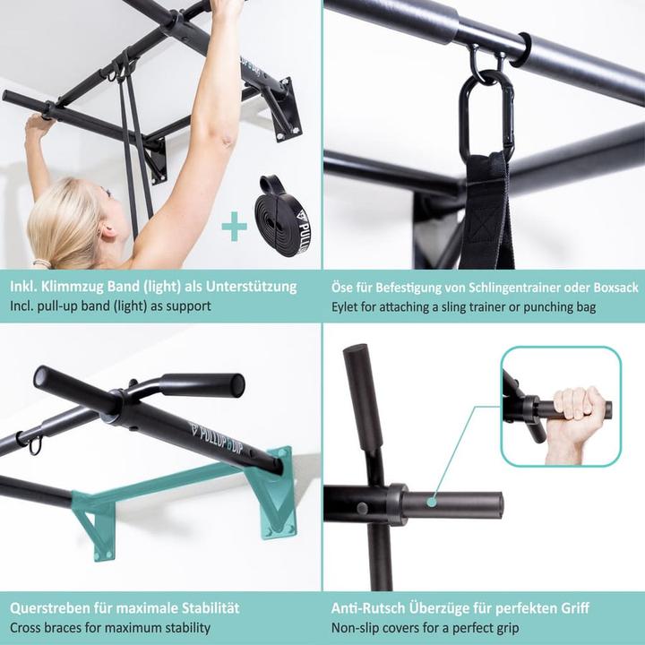 Actual product image Pullup & Dip Klimmzugstange Wand inkl. Klimmzug Band + Schrauben