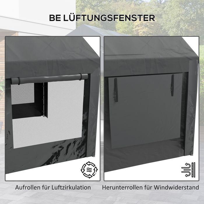 Produktbild Swisshandel24 Partyzelt, ca. 6 x 3m, höhenverstellbar, Autoüberdachung mit 4 Netzfenstern, 4 Türen, Stahl, Dunkelg (600 cm, 297 cm)