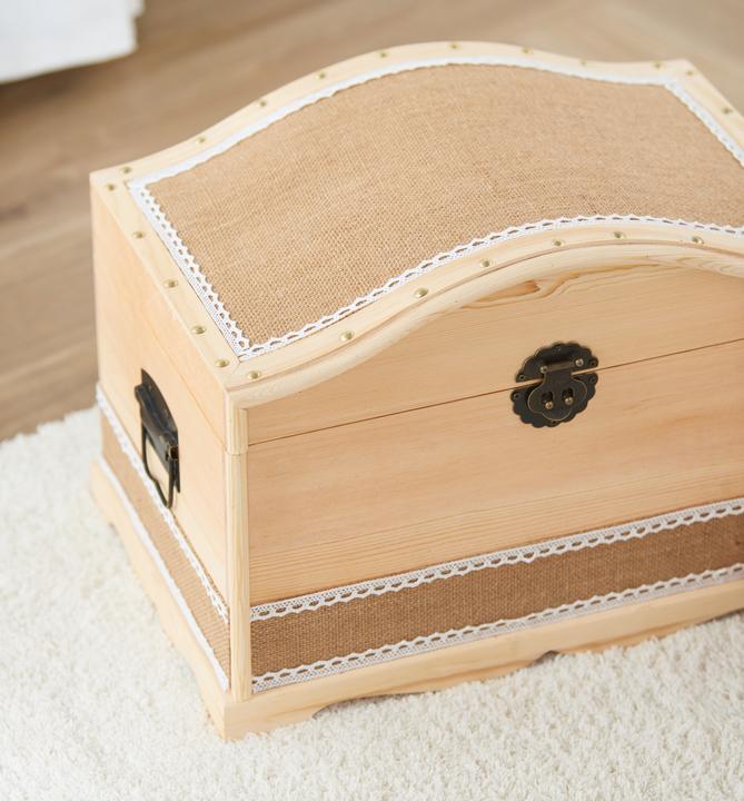 Actual product image VBS Round-lidded chests, set of 3, pine wood, approx. 50 x 35 x 40, 44 x 29 x 32, 38 x 23 x 24 cm (50 x 35 x 40 cm)