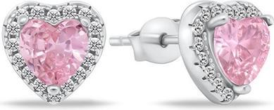 Brilio Silver - Romantic silver earrings with zircons Hearts EA901WP