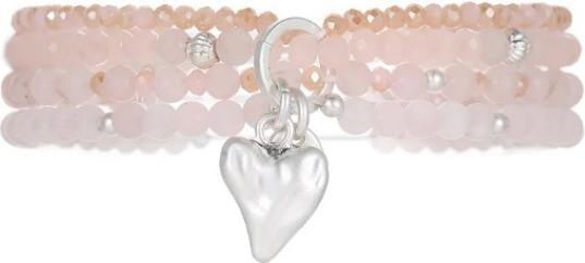 Immagine prodotto Andreani Armband aus echtem Rosenquarz mit Herzanhänger von (19 cm, Vero quarzo rosa)