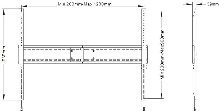 Produktbild Multibrackets HAGOR MB 100 HD - Klammer - für Flachbildschirm - Schwarz - Bildschirmgrösse: 152 (Wand, 110", 125 kg)