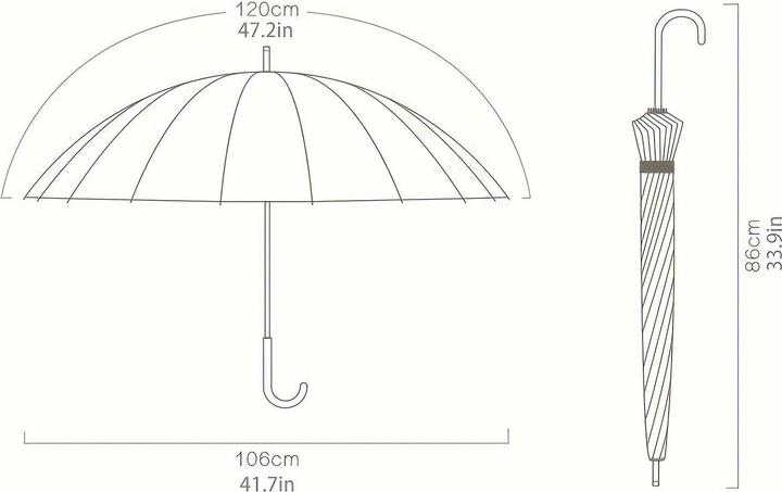 Produktbild Alopini Automatischer wind- und wasserdichter Regenschirm mit 16 Rippen und J-förmigem Griff, einfacher