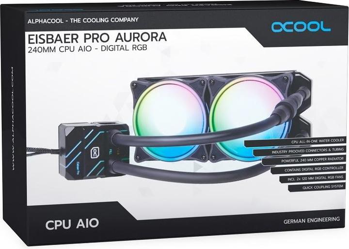 Actual product image Alphacool Eisbaer Pro Aurora 240 CPU complete water cooling, D-RGB