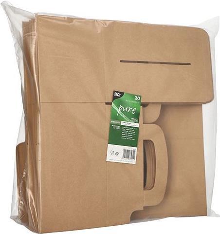 Produktbild Papstar Lunch-Box ""pure"", mit Tragegriff, braun aus Pappe, Stärke: 424 g/qm, zusammenfaltbar (20 x)