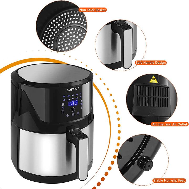 Produktbild Llivekit Heissluftfritteuse XXL 5L, Schwarz und Silber