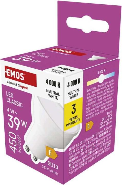 Produktbild Emos LED Lampe Classic MR16 / GU10 / 4 W (39 W) / 450 lm / Neutral Weiss (GU10, 4 W, 450 lm, 1 x, E)