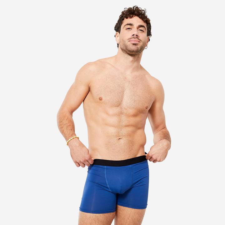 Produktbild Decathlon Funktionsunterhose Boxershorts Herren atmungsaktiv 3er Pack - navy/blau/khaki (M, 3er Pack)