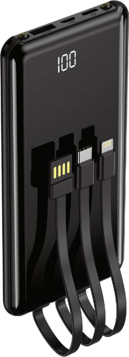 Setty Powerbank 10000 mAh mit Kabeln PB-WK-101 schwarz (10000 mAh)
