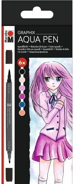Image du produit Marabu Feutre de coloriage Aqua Pen Graphix Ka Ke Manga, 6 pièces (Multicolore, 6 x)