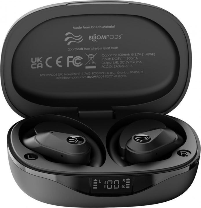 Image du produit Boompods Sportpods Ocean TWS Noir (ANC, 6 h, Sans fil)